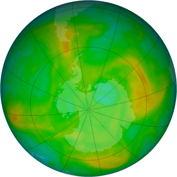 Antarctic ozone map for 16 December 1981
